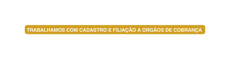 Trabalhamos com cadastro e filiação a orgãos de cobrança